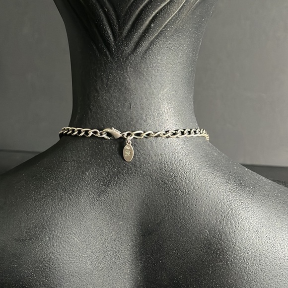 Banana Republic Vintage Silver Tone Rhinestone Pearl Choker Necklace - Picture 10 of 16